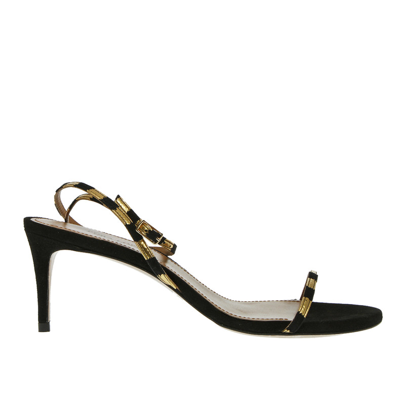 black and gold sandal heels