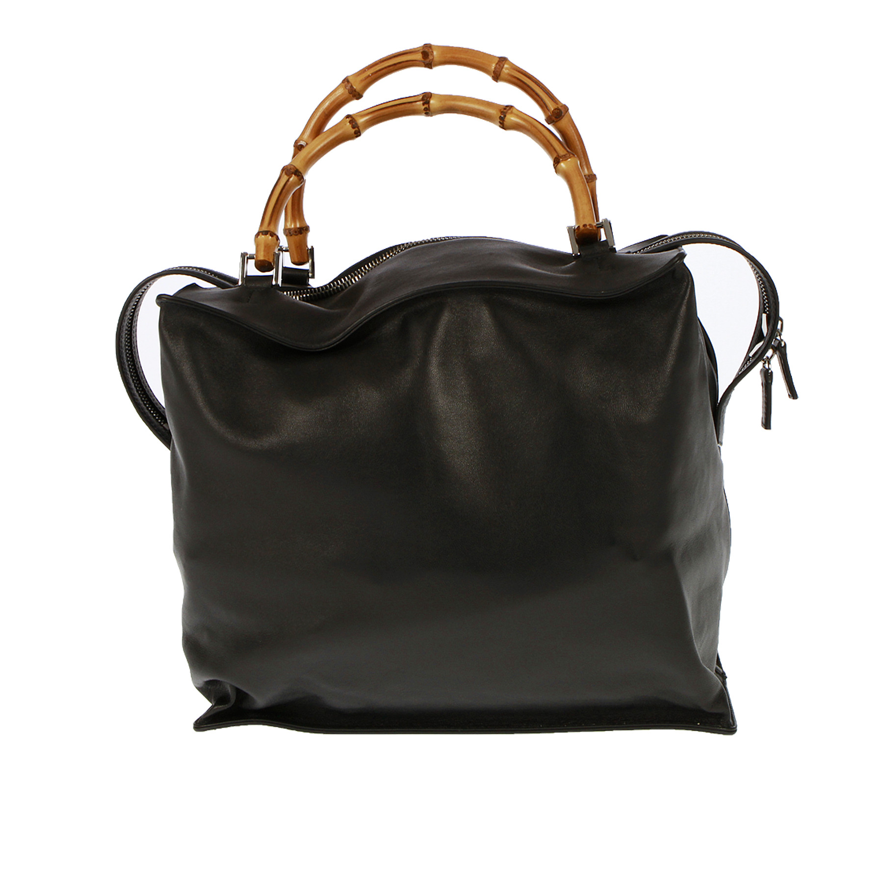 Jil Sander handbag winter season in black leather bamboo handles